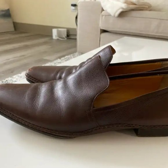 Hermes brown leather loafer